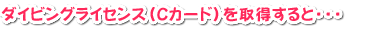 ダイビングライセンス（Cカード）を取得すると・・・